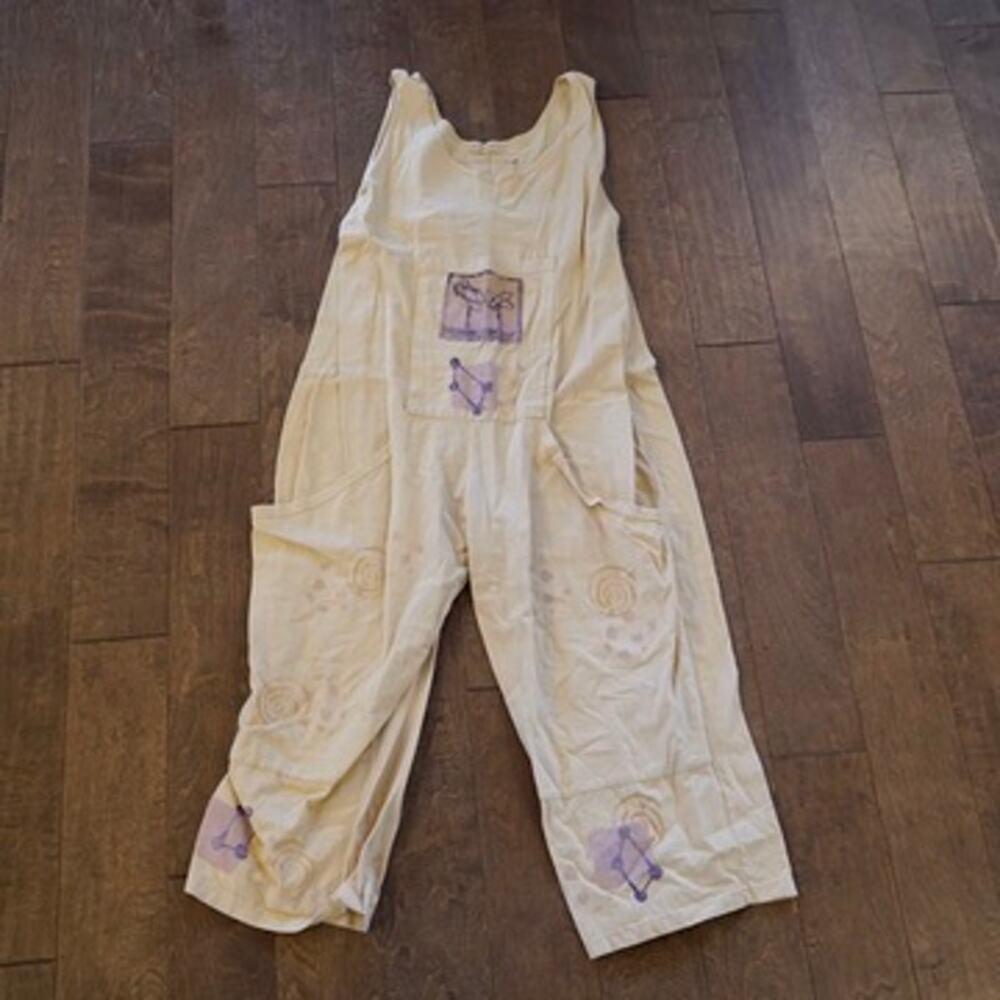 Vintage Y2K-era Blue Fish Sleeveless Wide Leg Jumpsuit Yellow Womens OSFM